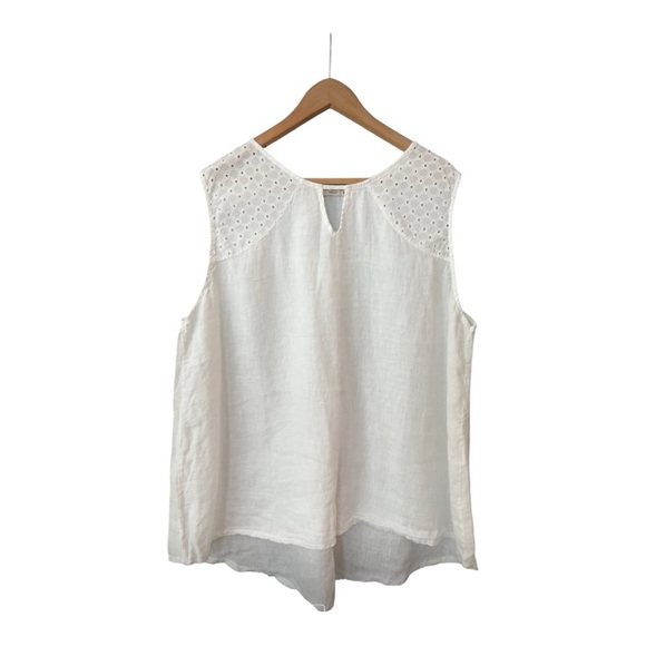 Terzo Millennio Tops - Terzo Millennio Made in Italy White Linen Sleeveless Tunic Top Size 3X
